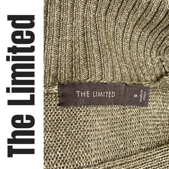 THE LIMITED VINTAGE Y2K SHAWL COLLAR BELTED CARDIGAN METALLIC GOLD BROWN, SIZE M - Picture 6 of 12